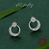 925 Silver Hollow Stud Earrings Zircon Women Hypoallergenic Jewelry