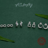 925 Silver Hollow Stud Earrings Zircon Women Hypoallergenic Jewelry