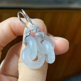Chinese Wedding Silver Jewelry Hetian Jade Interlocking Earrings