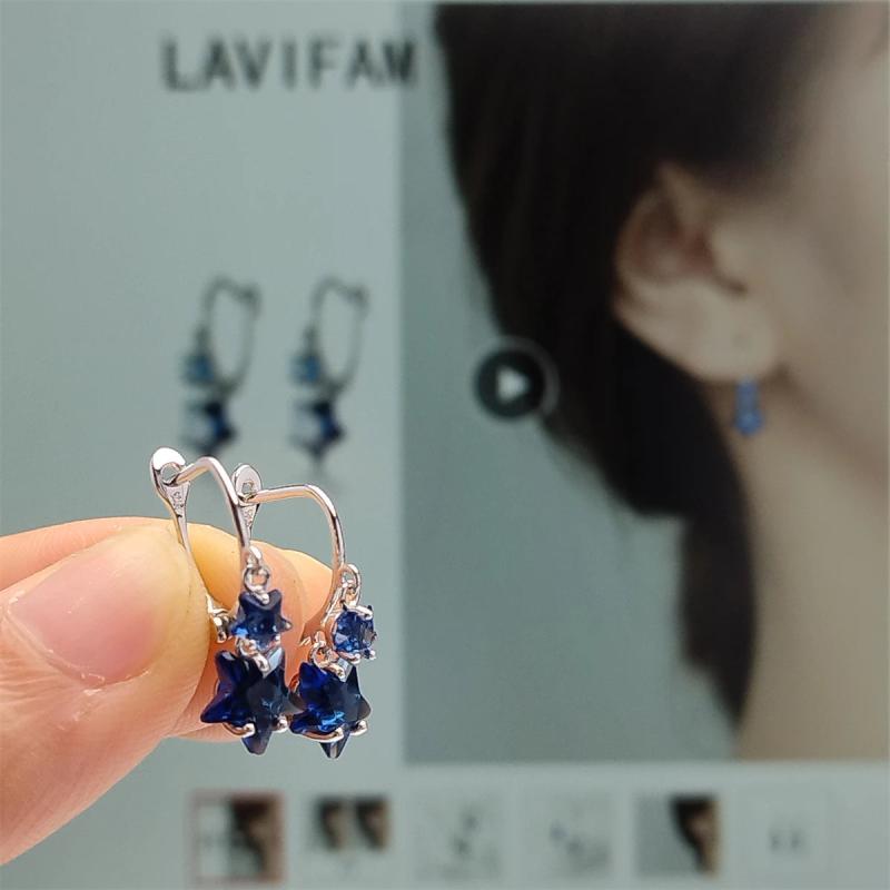 Crystal Stars Huggie Hoops Earrings 925 Sterling Silver Women Girls Ear Jewelry
