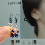 Crystal Stars Huggie Hoops Earrings 925 Sterling Silver Women Girls Ear Jewelry