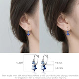 Crystal Stars Huggie Hoops Earrings 925 Sterling Silver Women Girls Ear Jewelry