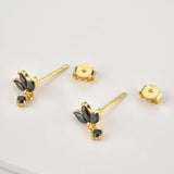 925 Silver Zircon Turquoise Stud Earrings Crystal Piercing