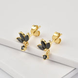 925 Silver Zircon Turquoise Stud Earrings Crystal Piercing