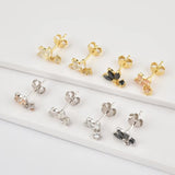 925 Silver Zircon Turquoise Stud Earrings Crystal Piercing