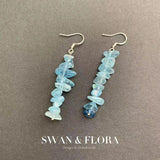 Aquamarine Quartz 925 Silver Earrings Women Jewelry Gift
