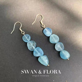 Aquamarine Quartz 925 Silver Earrings Women Jewelry Gift
