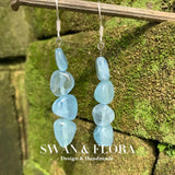 Aquamarine Quartz 925 Silver Earrings Women Jewelry Gift