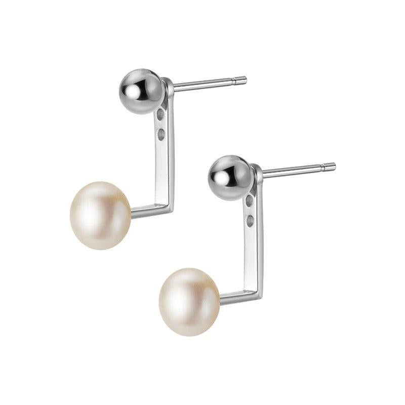 TrustDavis 925 Silver Pearl Stud Earrings Wedding Jewelry DF160
