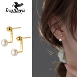 TrustDavis 925 Silver Pearl Stud Earrings Wedding Jewelry DF160