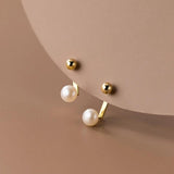TrustDavis 925 Silver Pearl Stud Earrings Wedding Jewelry DF160