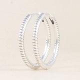 Sterling Silver U-shaped Hoop Pave Circle Stud Earrings