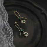 Emerald Gem Star Earrings Retro Palace Diamond Jewelry