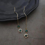 Emerald Gem Star Earrings Retro Palace Diamond Jewelry