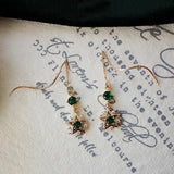 Emerald Gem Star Earrings Retro Palace Diamond Jewelry