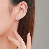 925 Silver CZ Bowknot Earrings for Women, Gift