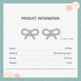925 Silver CZ Bowknot Earrings for Women, Gift