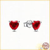 Sparkling Heart Stud Earrings 925 Silver Women Boutique Anniversary