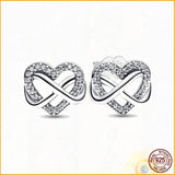 Sparkling Heart Stud Earrings 925 Silver Women Boutique Anniversary