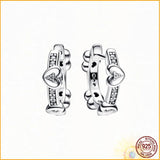 Sparkling Heart Stud Earrings 925 Silver Women Boutique Anniversary