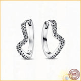 Sparkling Heart Stud Earrings 925 Silver Women Boutique Anniversary