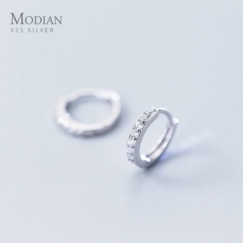 925 Sterling Silver CZ Tiny Hoop Earrings Classic Fine Jewelry