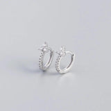 925 Silver Clover Zircon Hoop Earrings Colorful Women's Party Jewelry Gift