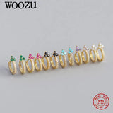 925 Silver Clover Zircon Hoop Earrings Colorful Women's Party Jewelry Gift