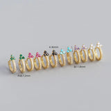 925 Silver Clover Zircon Hoop Earrings Colorful Women's Party Jewelry Gift