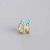 925 Silver Clover Zircon Hoop Earrings Colorful Women's Party Jewelry Gift