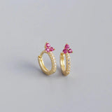 925 Silver Clover Zircon Hoop Earrings Colorful Women's Party Jewelry Gift