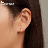 925 Silver Hollow Heart Ear Studs Women Earrings Jewelry Gift