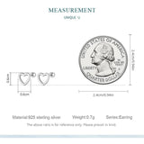 925 Silver Hollow Heart Ear Studs Women Earrings Jewelry Gift