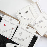 925 Silver Crystal Charm Stud Earring Sets 3pair/Set