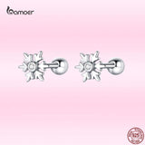 925 Silver Snowflake Ear Studs for Women Romantic Dating Earrings