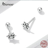 925 Silver Snowflake Ear Studs for Women Romantic Dating Earrings
