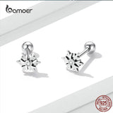 925 Silver Snowflake Ear Studs for Women Romantic Dating Earrings