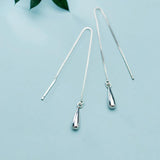 925 Silver Water Drop Tassel Ear Line Earring