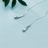 925 Silver Water Drop Tassel Ear Line Earring