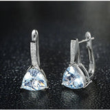 925 Silver Zircon Aquamarine Drop Earrings Wedding