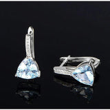 925 Silver Zircon Aquamarine Drop Earrings Wedding