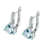 925 Silver Zircon Aquamarine Drop Earrings Wedding