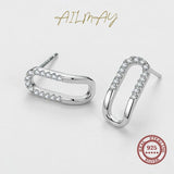 925 Silver Rectangle CZ Stud Earrings, Women Party Jewelry