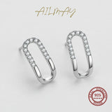 925 Silver Rectangle CZ Stud Earrings, Women Party Jewelry