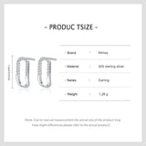 925 Silver Rectangle CZ Stud Earrings, Women Party Jewelry