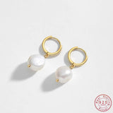 Baroque Pearl Stud Earrings 925 Silver Women Girl Gift
