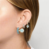 925 Silver Green Zircon Turquoise Pave Huggie Earrings