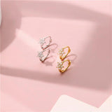 925 Sterling Silver 14k Plated Stud Earrings Zircon Flower Star Earrings