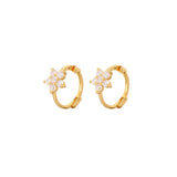 925 Sterling Silver 14k Plated Stud Earrings Zircon Flower Star Earrings