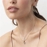 Sterling Silver Long Chain Stud Earrings Women Crystal Piercing
